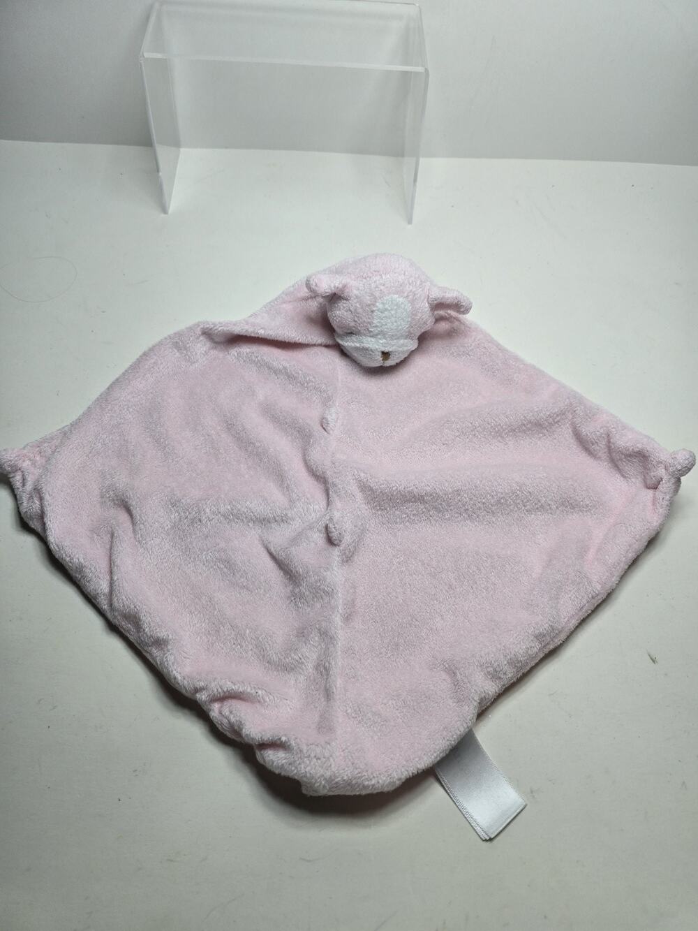 Angel Dear Bulldog Puppy Dog Pink Lovey Baby Security Blanket Plush Knot Corners